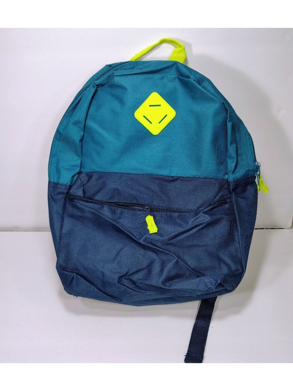 Colorblock Backpack With Neon Accents Spacious Compartments & Adjustable Straps